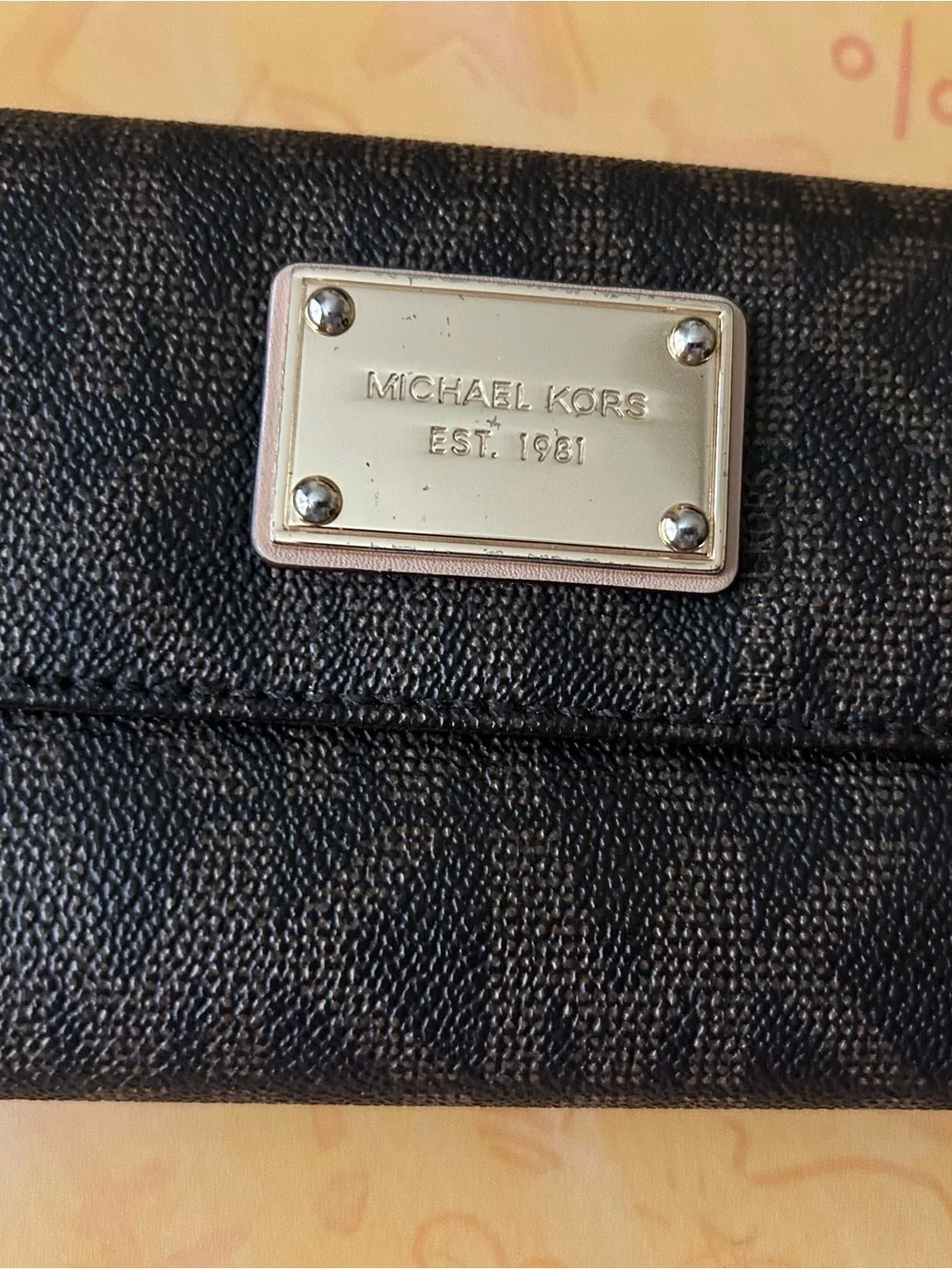 Michael Kors Black Signature Continental Wallet with Card Holder